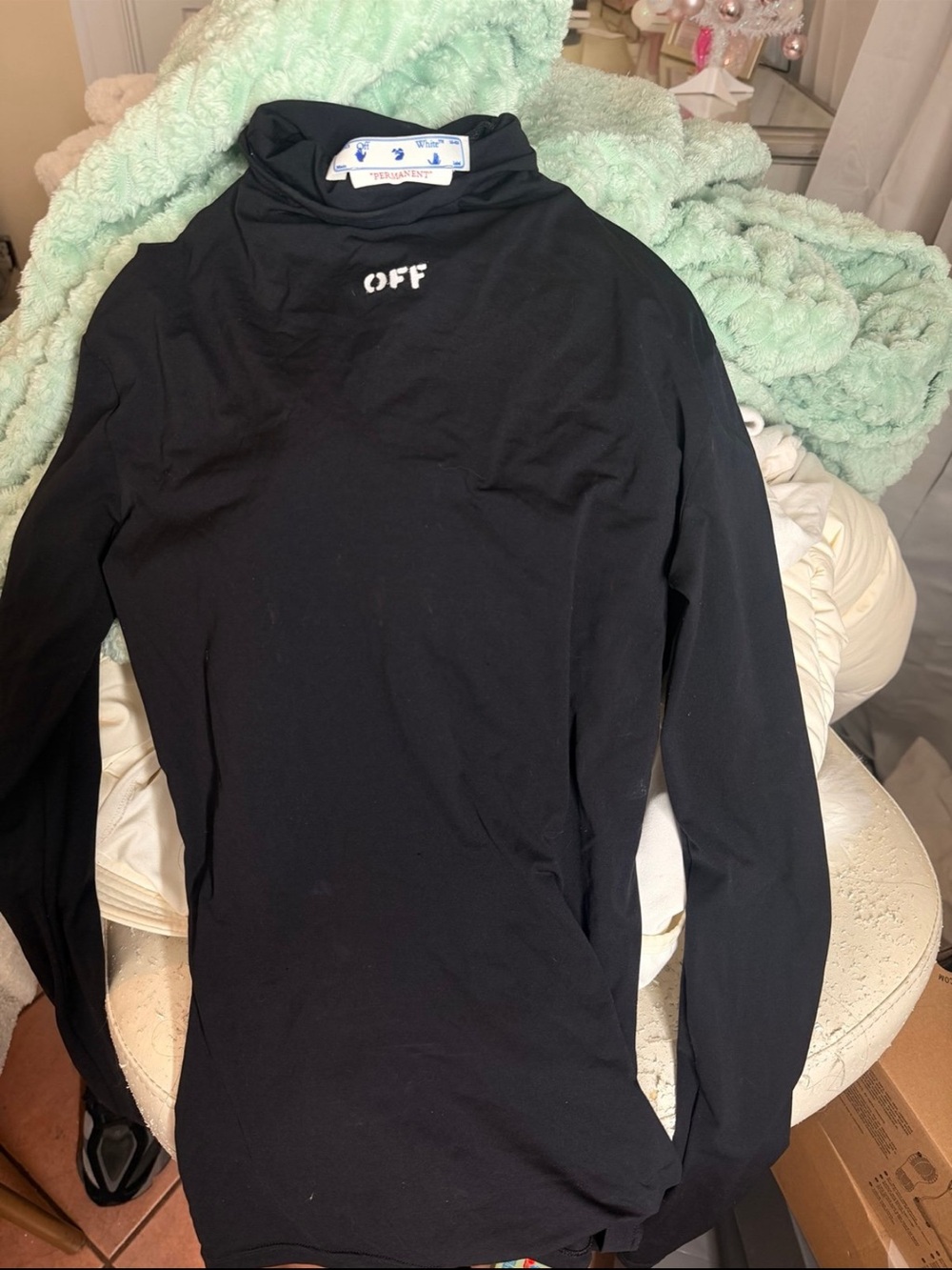 Off-White Black Mock Neck Top with 'OFF' Detail